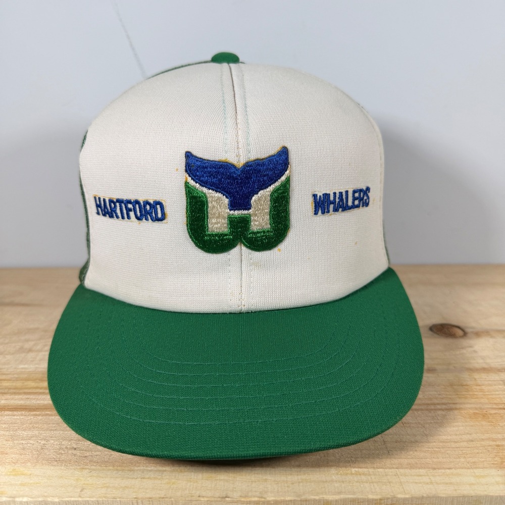 Hartford Whalers Hat Mens Green Snapback Trucker Vintage 80s Mesh NHL Hockey